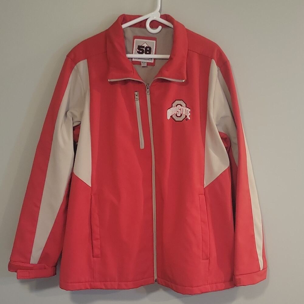 58 Sports Ohio State Buckeyes Full Zip Jacket - Red Gray, Size XXL